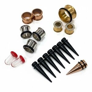 Lot Body Jewelry Plugs Tunnels Gauges Tapers Spirals Mixed Materials Sizes